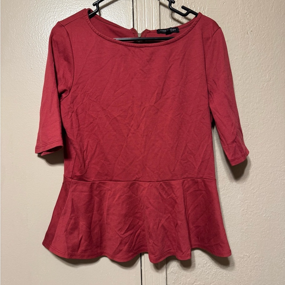 Green Envelope Red Peplum‎ Business Casual Y2K Blouse Women’s L